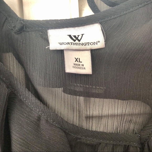 SOLD! Worthington Sheer Black Top, XL - Picture 4 of 4